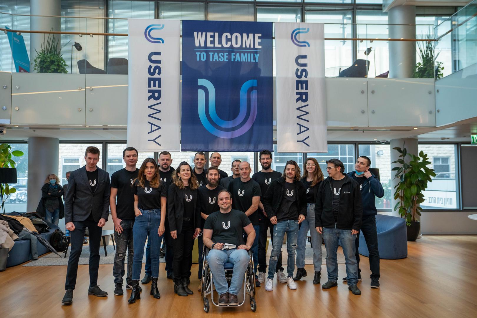 The UserWay team at the opening bell ceremony 
